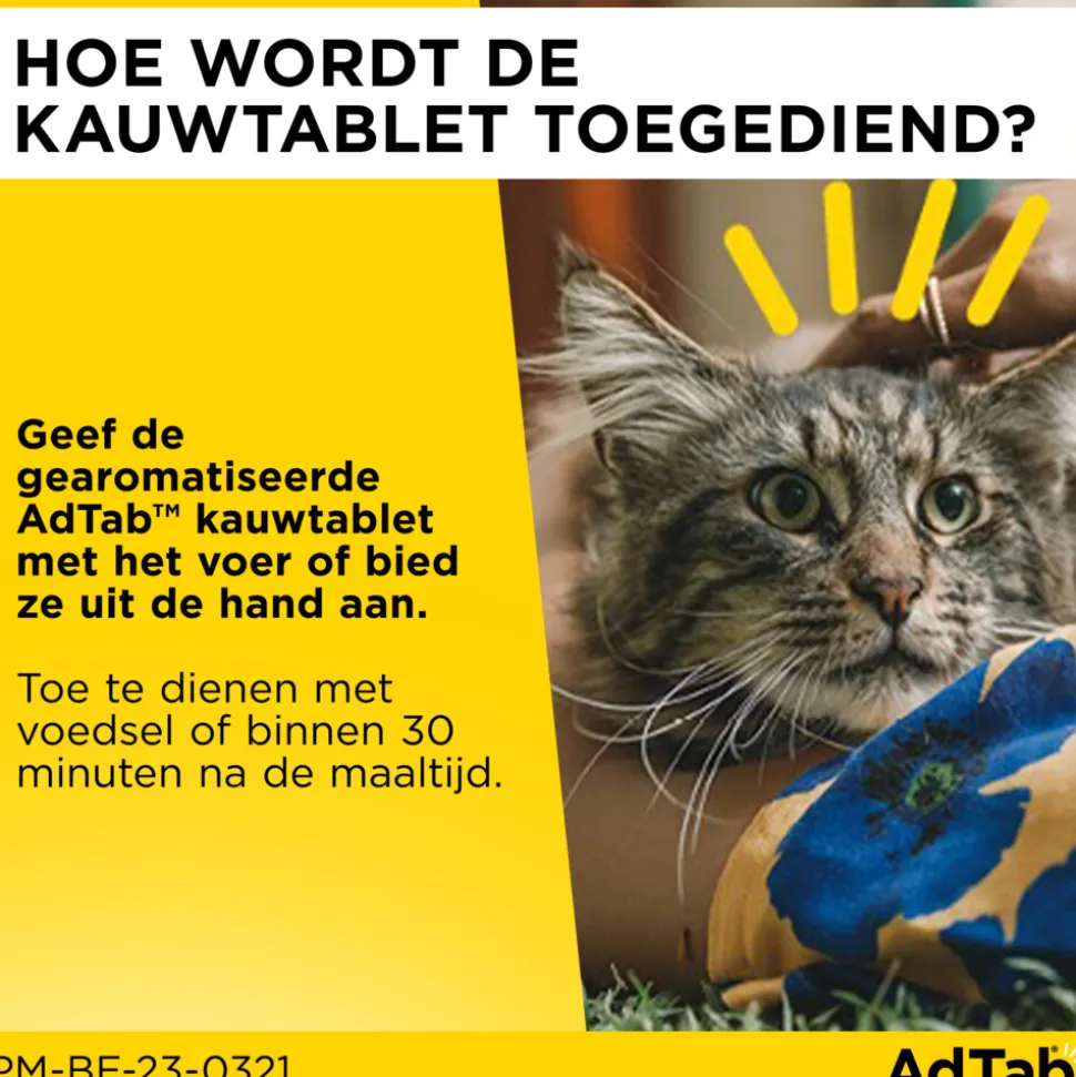 AdTab Anti Vlo en Teek Kauwtabletten Kat >2,0-8,0 kg 3 tabletten