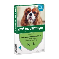 Advantage Anti Vlooiendruppels 100 Hond 4 - 10 kg 4 pipetten