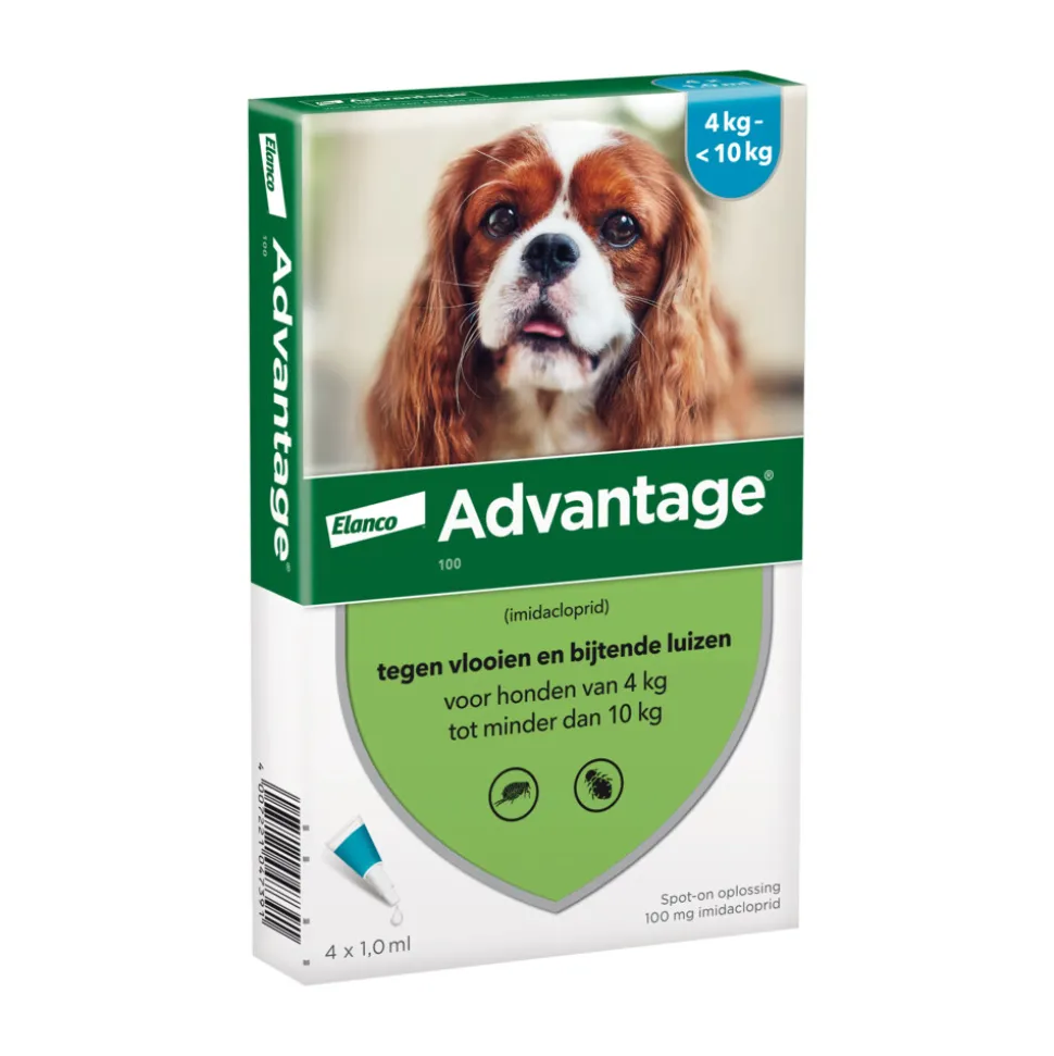 Advantage Anti Vlooiendruppels 100 Hond 4 - 10 kg 4 pipetten