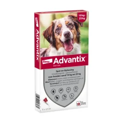 Advantix Spot On 250 Anti Vlooien en Teken Druppels Hond 10 - 25 kg 6 pipetten