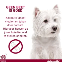 Advantix Spot On 100 Anti Vlooien en Teken Druppels Hond 4 - 10 kg 6 pipetten
