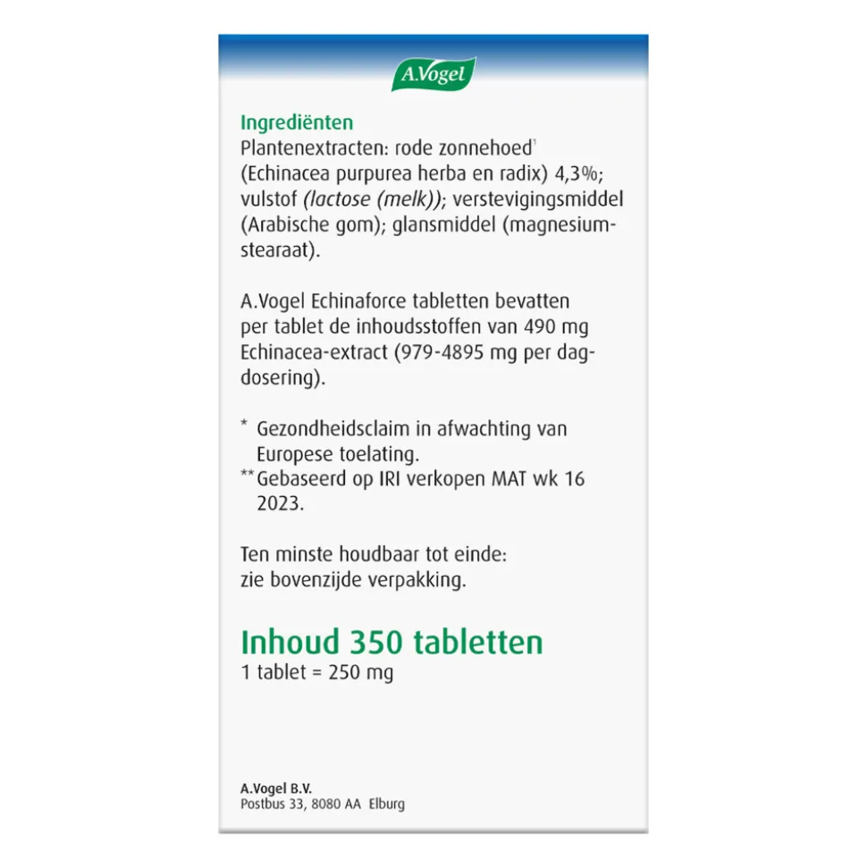 A.Vogel Echinaforce Weerstand 350 tabletten