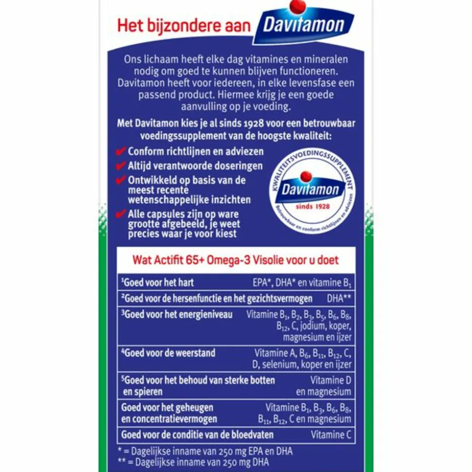 Davitamon Actifit 65+ Omega-3 Visolie 80 capsules