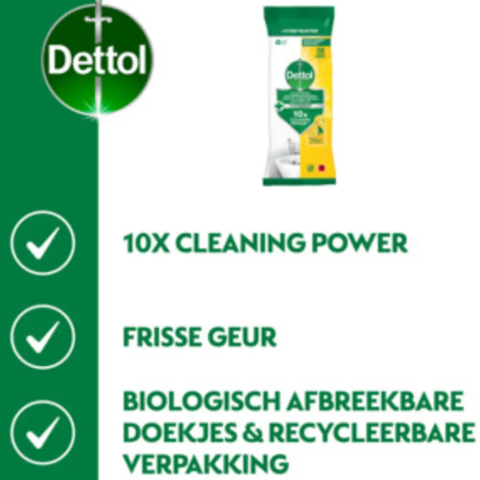 Dettol Reinigingsdoekjes Power & Fresh Citrus 110 stuks
