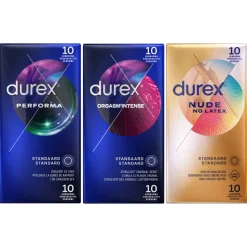 Durex - Orgasm Intense Condooms 10 stuks & Nude No Latex Condooms 10 stuks - Pakket