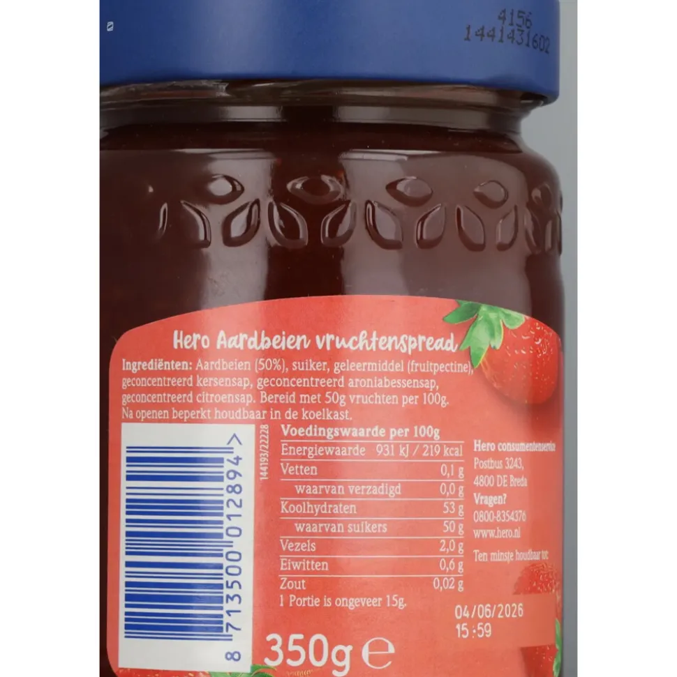 Hero Fruitspread Aardbeien 350 gr