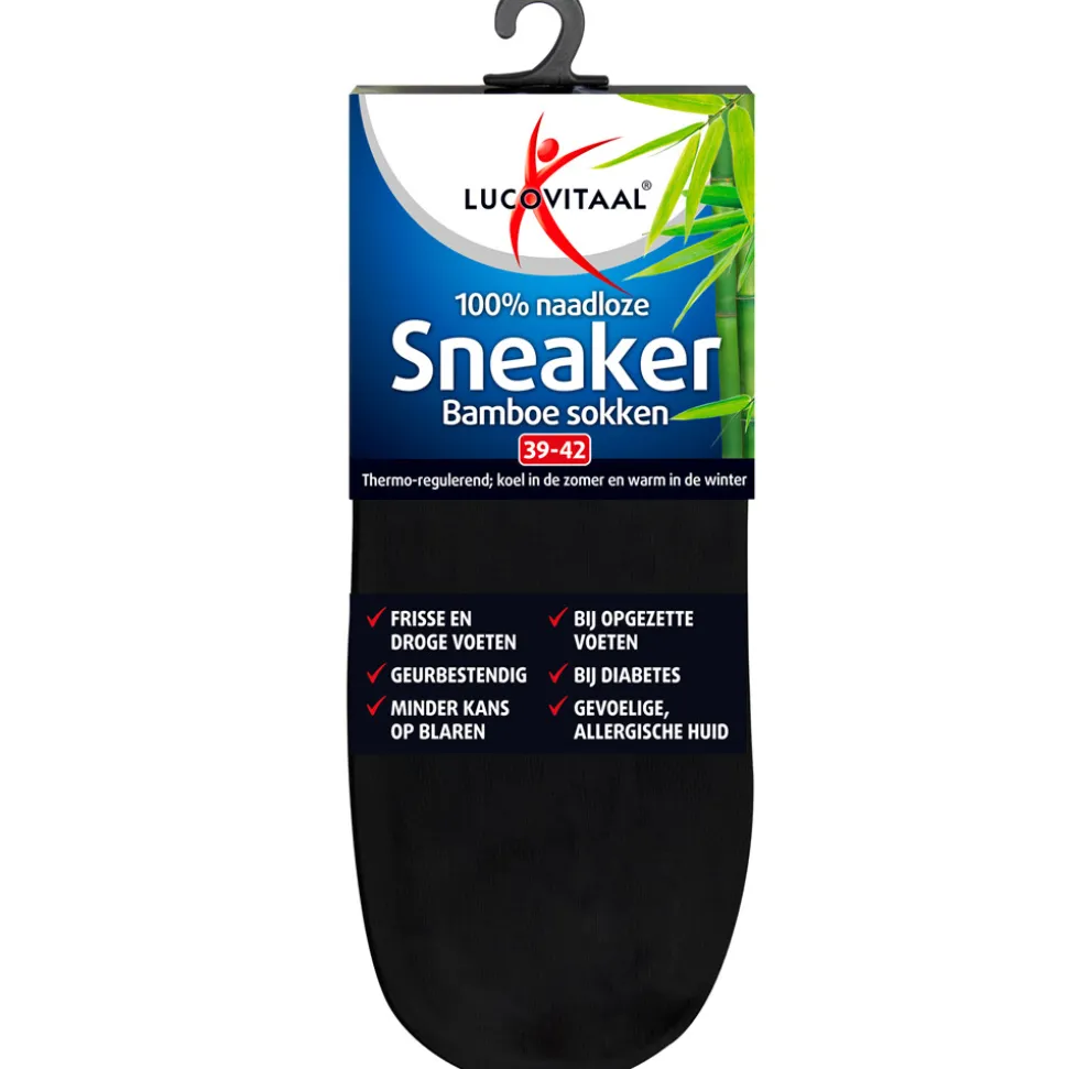 Lucovitaal Bamboe Sneakersok Zwart maat 39-42 1 paar