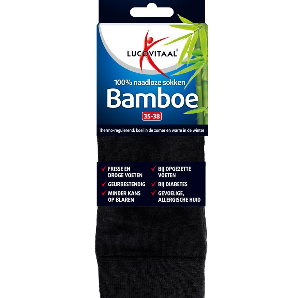 Lucovitaal Bamboe Sok Lang Zwart Maat 35-38 1 paar