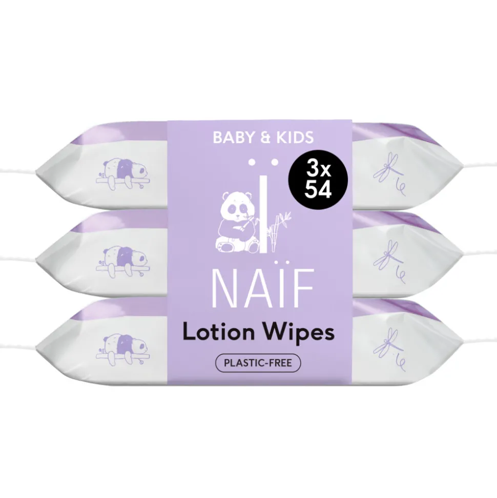 Naif Baby & Kids Lotion Billendoekjes Plasticvrij 3x54 = 162 stuks