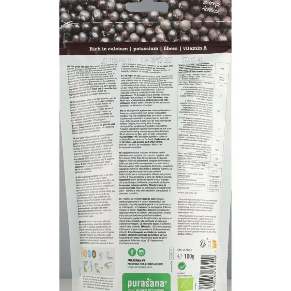 Purasana Superfood Acai Bessen Poeder Bio 100 gr