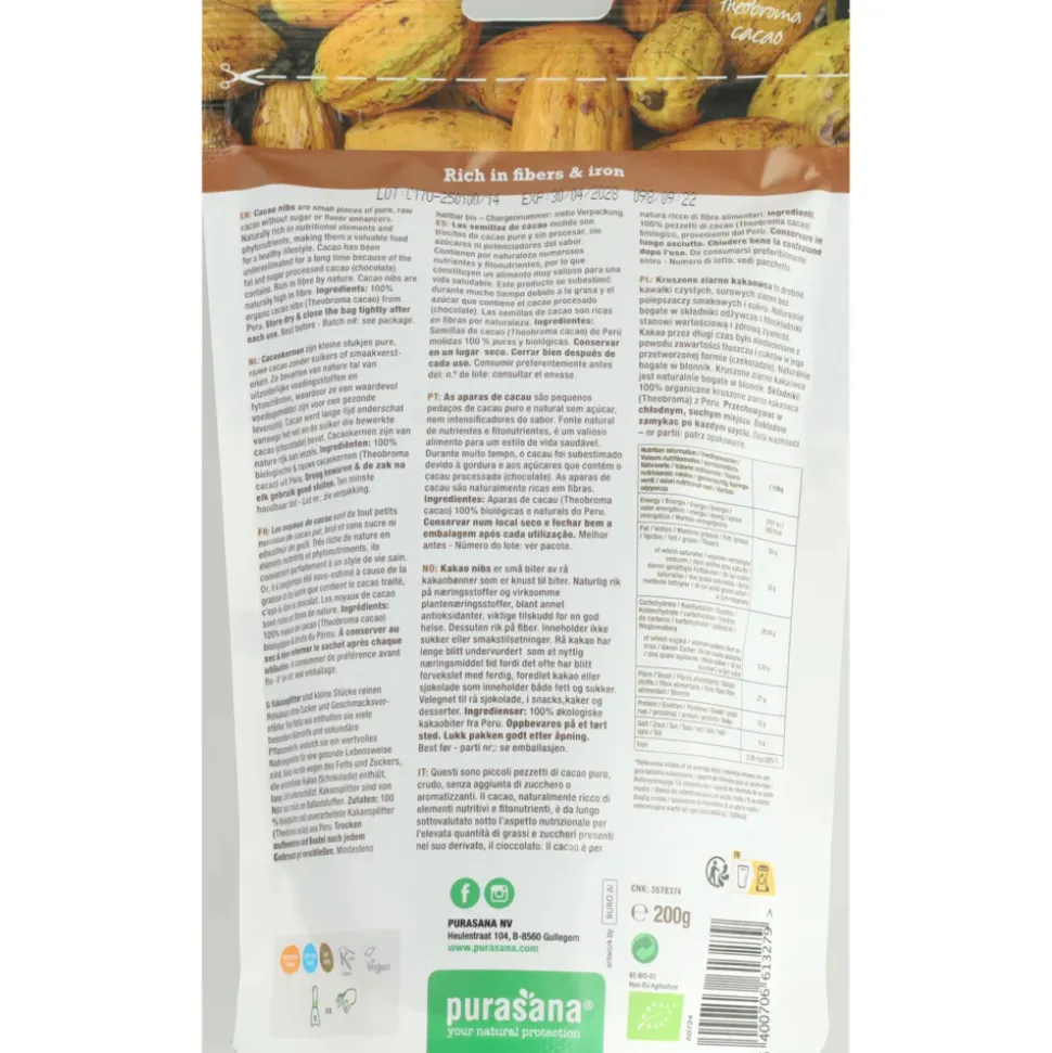Purasana Superfood Cacaokernen Bio 200 gr