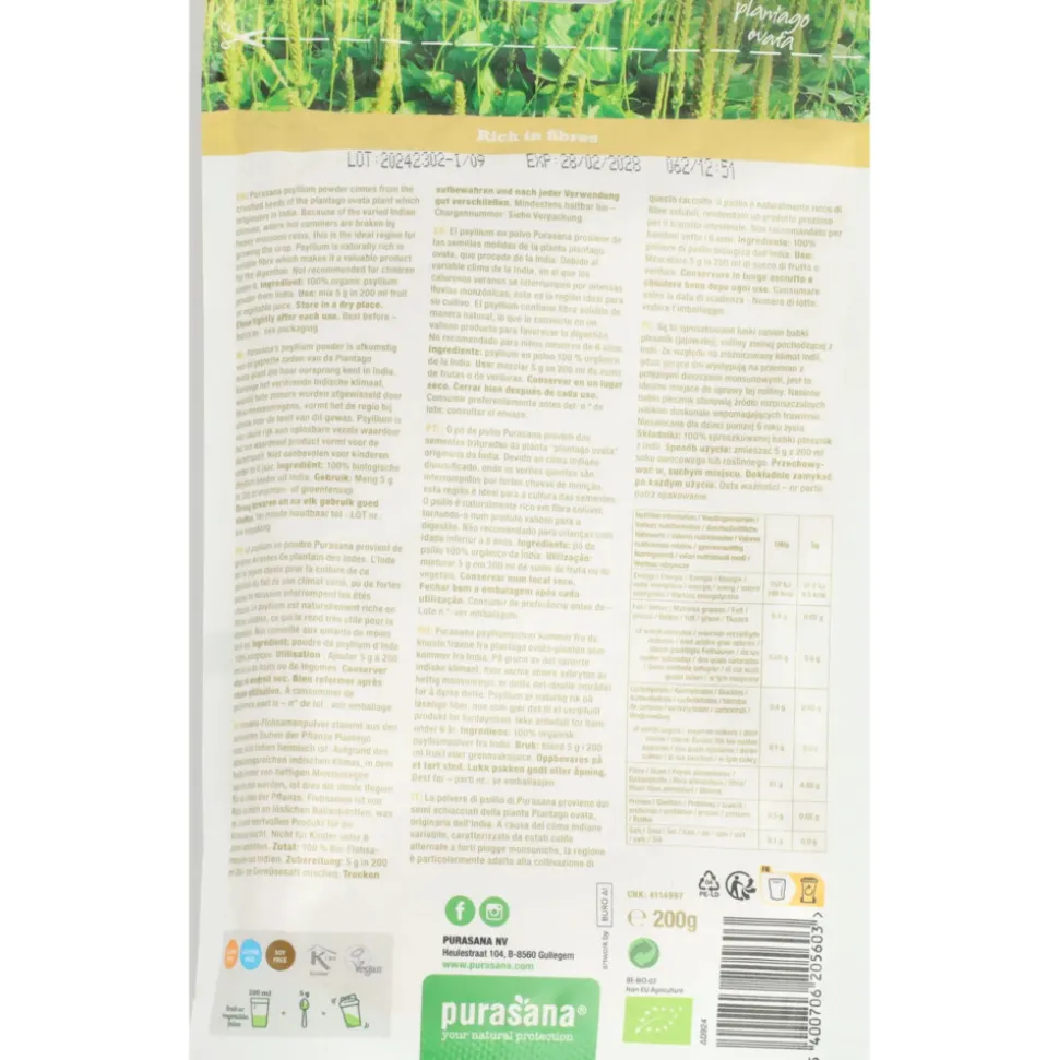 Purasana Superfood Psyllium Poeder Bio 200 gr
