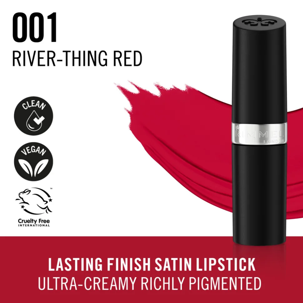 Rimmel Lasting Finish Satin Lipstick 001 River-Thing Red 4 gr