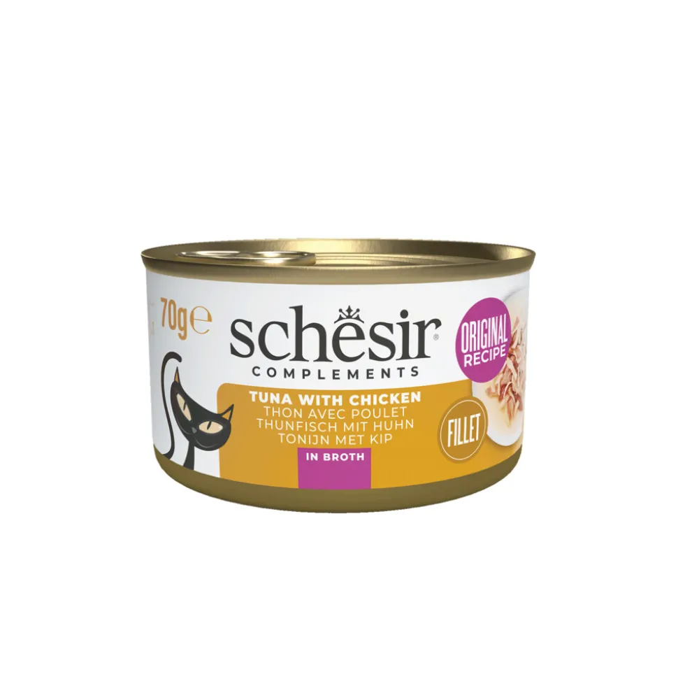 Schesir Kattenvoer Tonijn en Kip in Boullion 70 gr