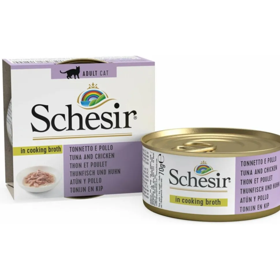 Schesir Kattenvoer Tonijn en Kip in Boullion 70 gr