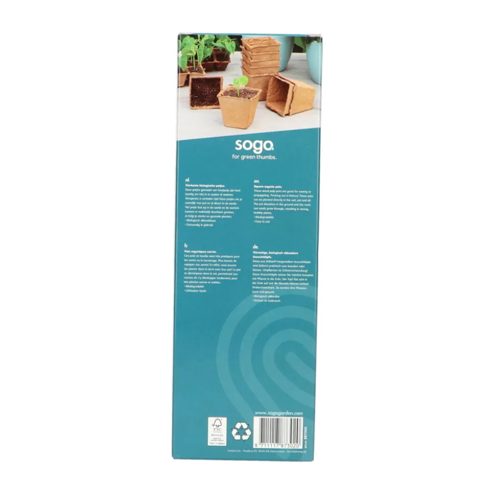 SOGO Biologische Kweekpotjes Vierkant 8 cm 10 stuks