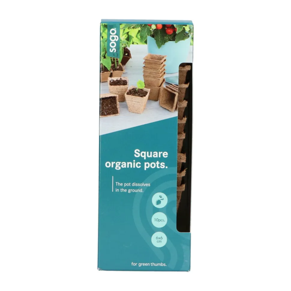SOGO Biologische Kweekpotjes Vierkant 6 cm 10 stuks