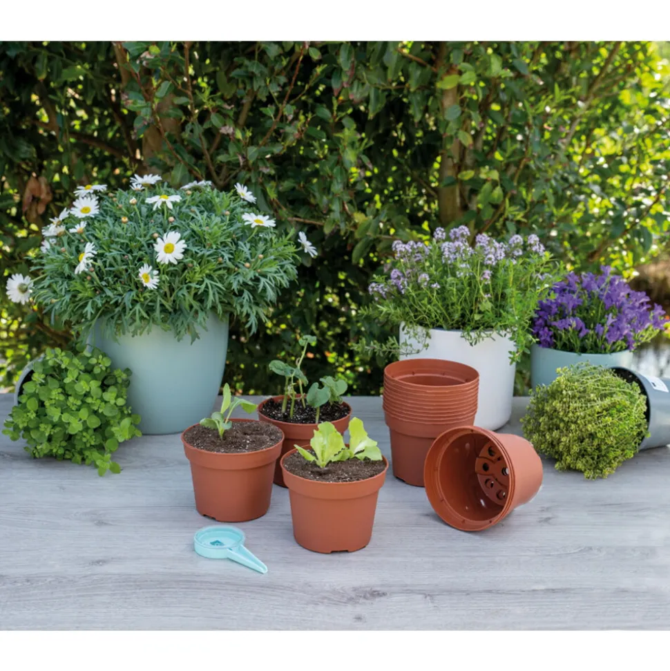 SOGO Plastic Potje Terra Kleur 13 cm 12 stuks