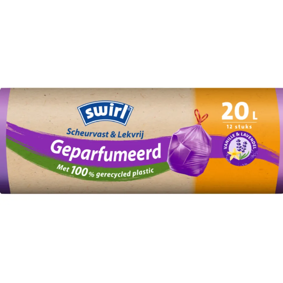 Swirl Pedaalemmerzakken Geparfumeerd met Trekband 20L 12 stuks