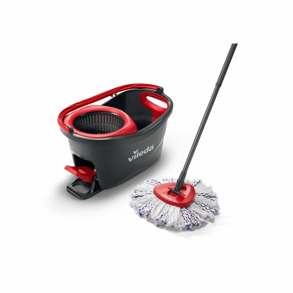 Vileda Turbo 3in1 Mopset - Met Pedaalsysteem Zwart Rood Wit Blauw 1 set