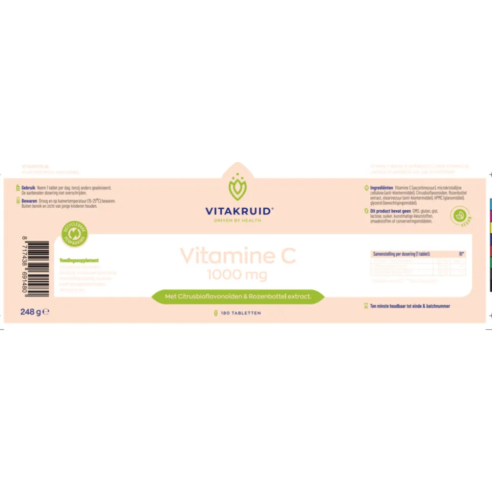 Vitakruid Vitamine C 1000 mg 180 tabletten
