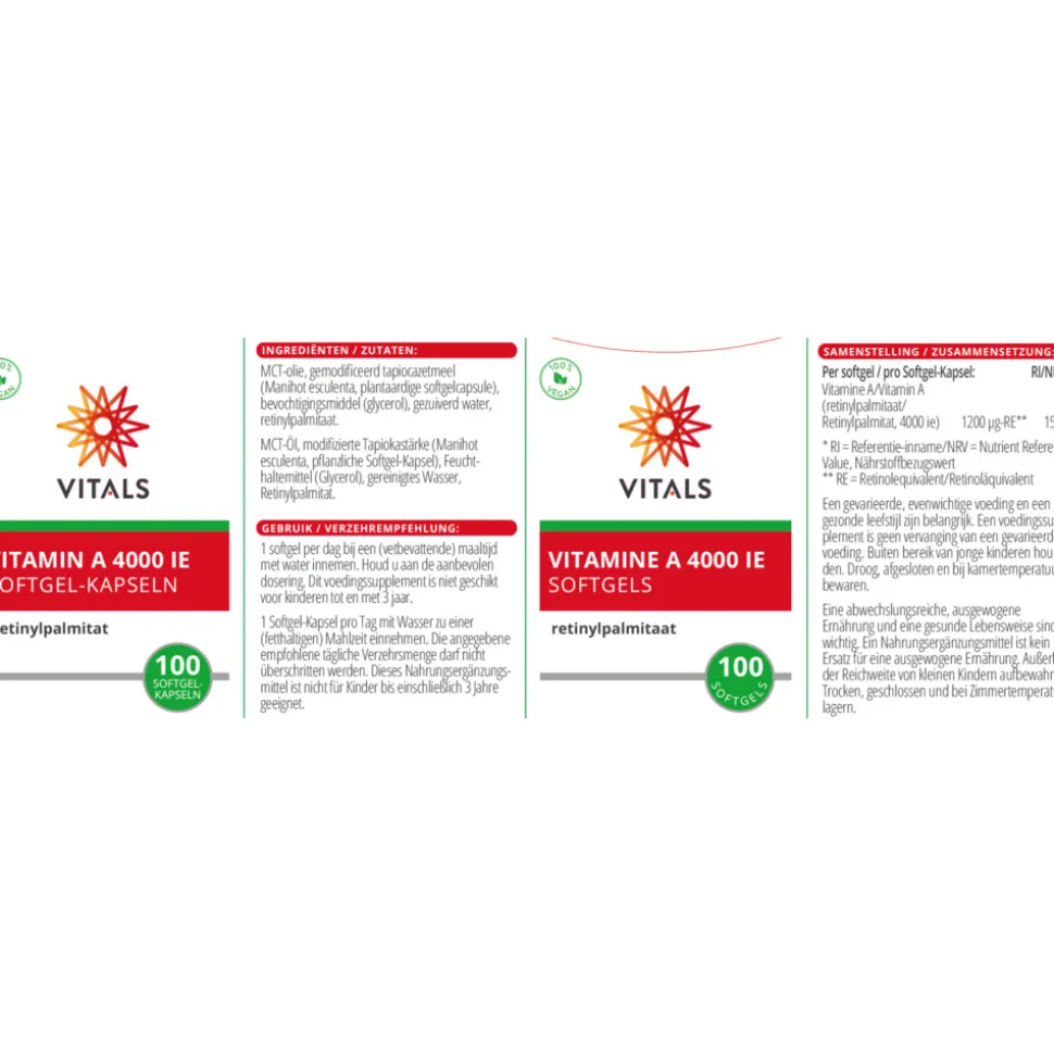Vitals Vitamine A Retinylpalmitaat 4000ie 100 softgels