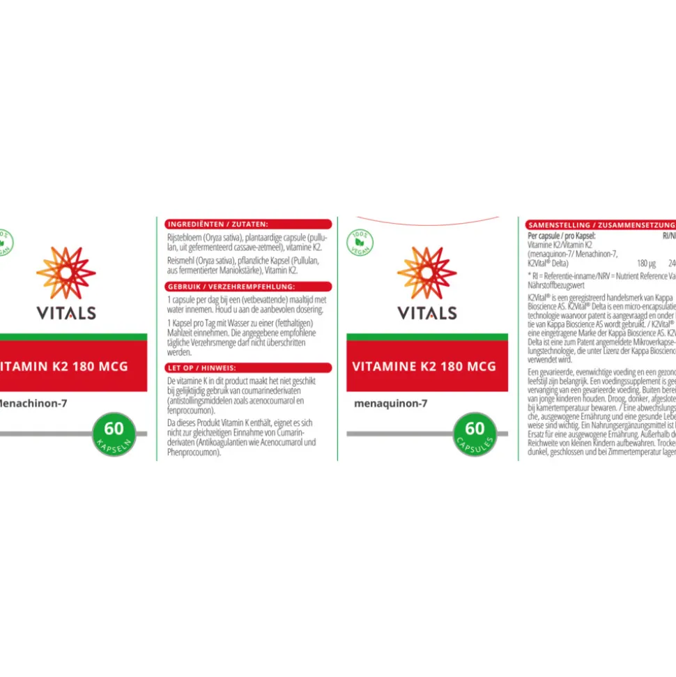 Vitals Vitamine K2 180mcg 60 capsules
