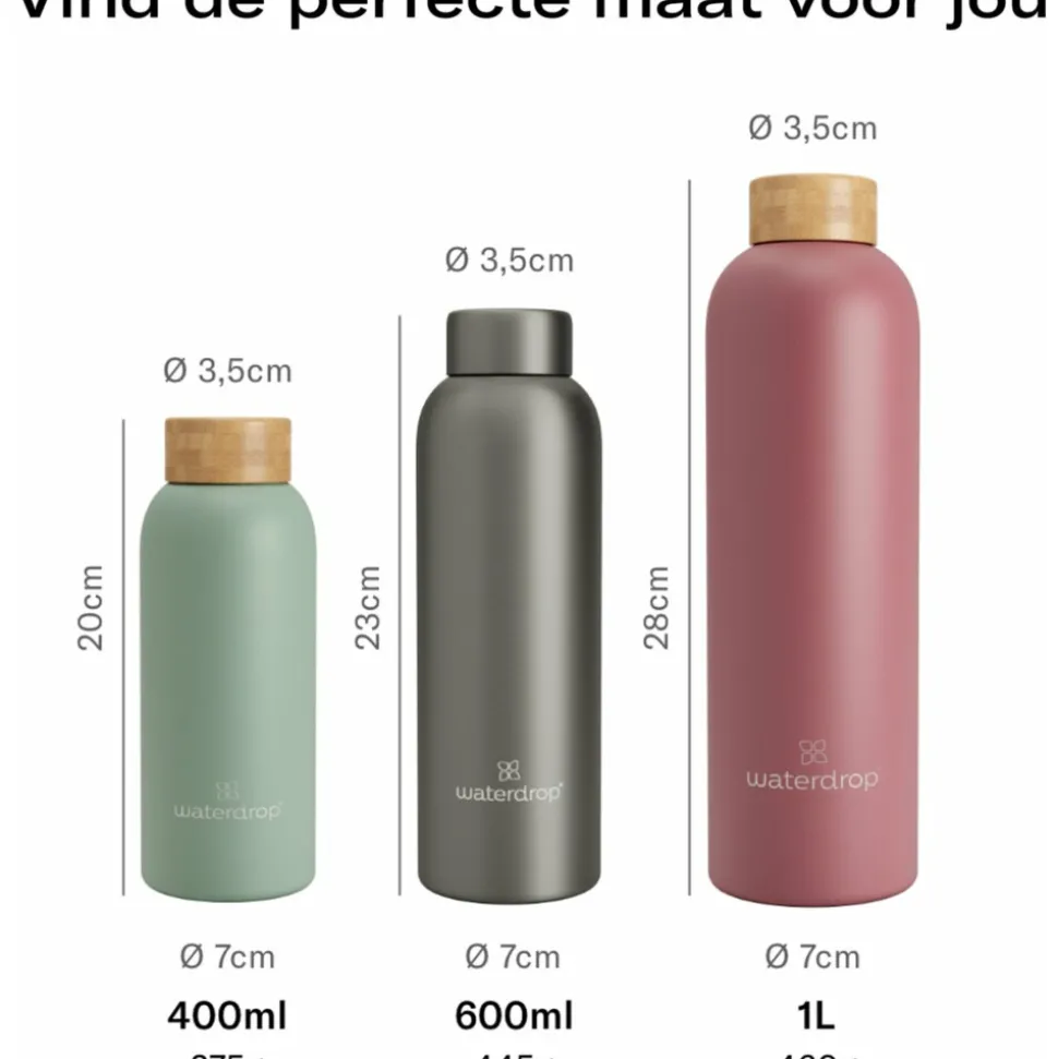 Waterdrop Steel Bottle Pastel Pink Matt 600 ml