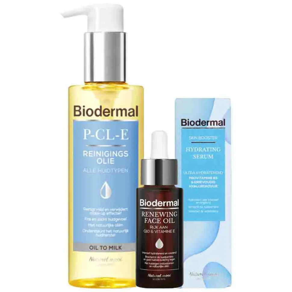 Winter Specialties Met P-CL-E Reinigingsolie + Skin Booster Hydrating Serum + Renewing Face Oil Pakket