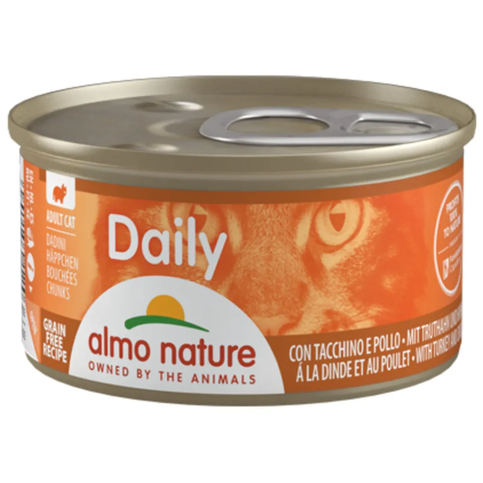 24x Almo Nature Daily Menu Kattenvoer Nat Blikje Kalkoen & Kip 85 gr