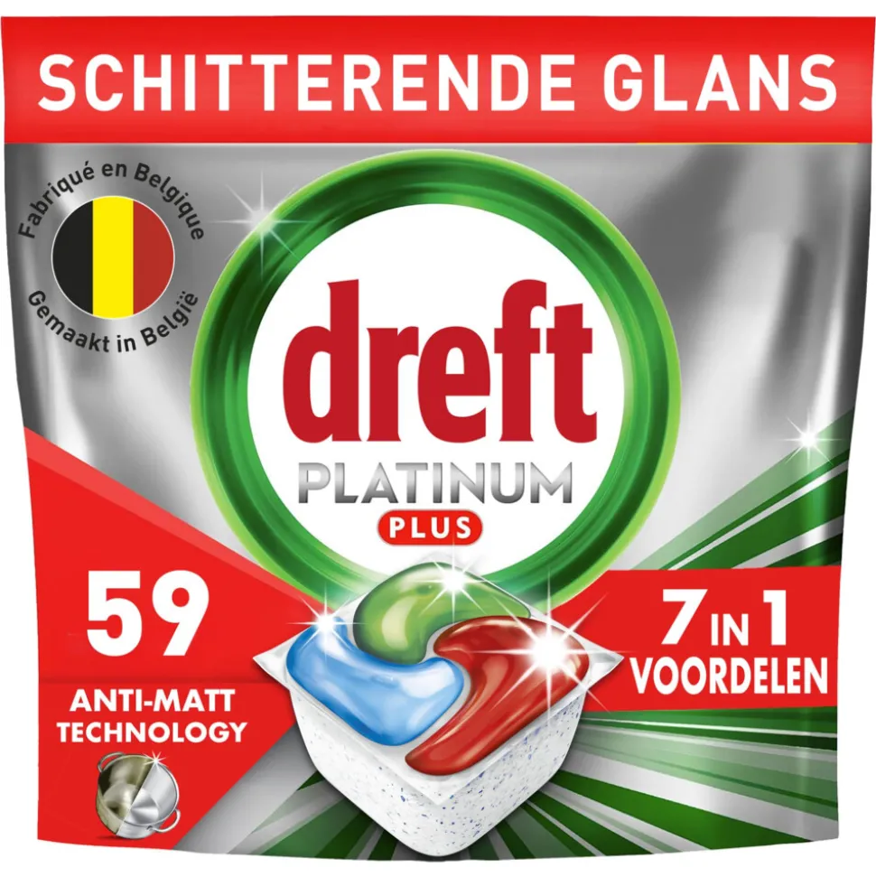 4x Dreft Vaatwastabletten Platinum Plus All In One 59 stuks