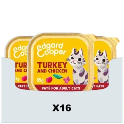 16x Edgard & Cooper Kattenvoer Adult Pate Kalkoen - Kip 85 gr