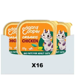 16x Edgard & Cooper Kattenvoer Adult Pate Biologische Kip 85 gr