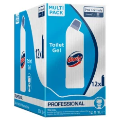 12x Glorix Professional Toiletreiniger Ocean zonder Chloor/Bleek Pro Formula 1 liter
