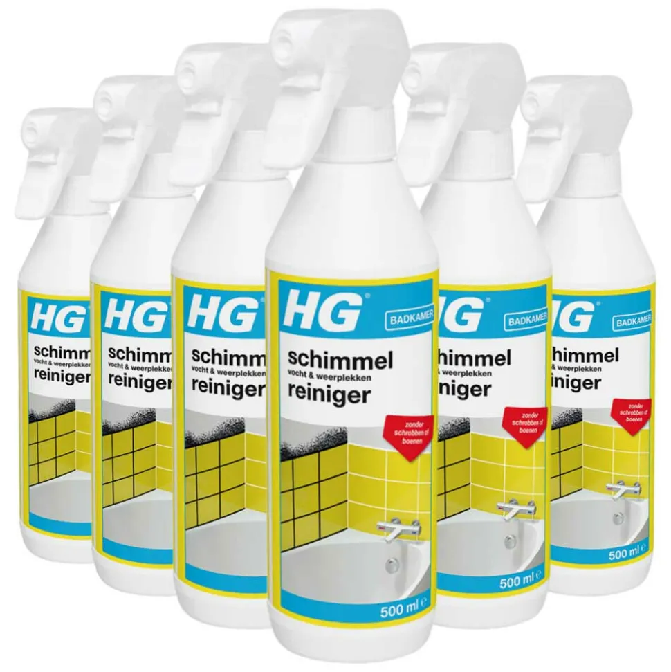 6x HG Schimmel-, Vocht- en Weerplekkenreiniger 500 ml