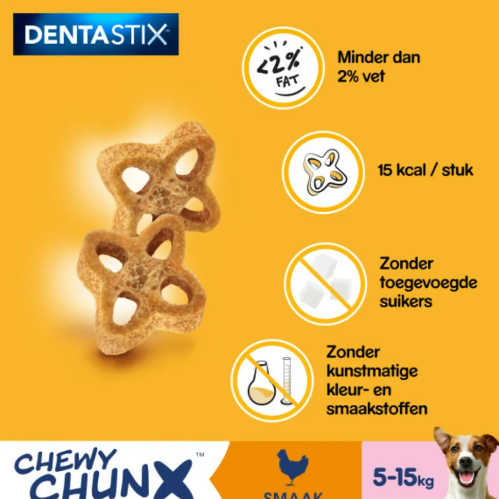 5x Pedigree Dentastix Chewy Chunx Hondensnacks Mini Kip 68 gr