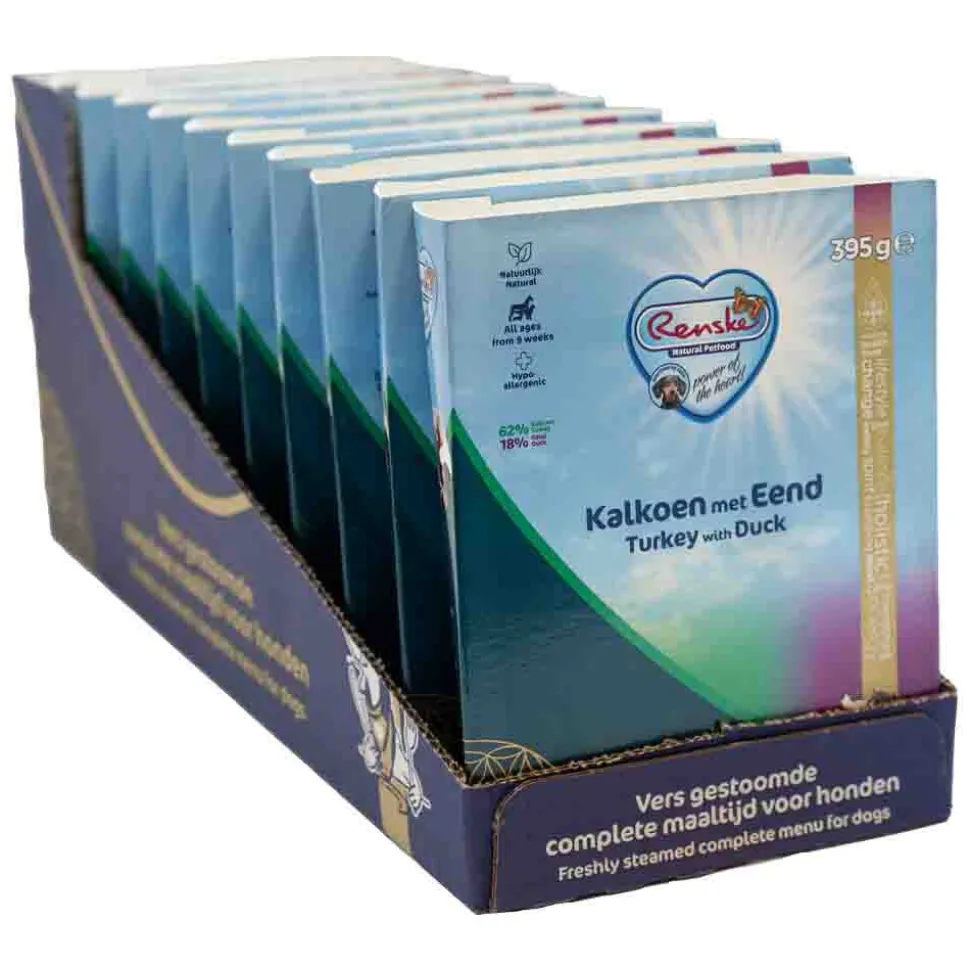 10x Renske Vers Gestoomd Complete Menu Hondenvoer Nat Kalkoen - Eend 395 gr