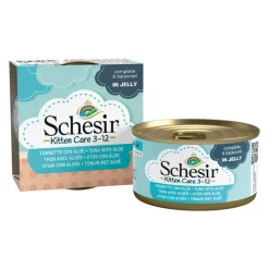 14x Schesir Kattenvoer Kitten 3-12 Tonijn - Aloe in Gelei 85 gr