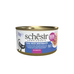 12x Schesir Kattenvoer Tonijn en Witvis in Boullion 70 gr