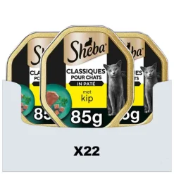 22x Sheba Adult Kattenvoer Classic Paté Natvoer Kip Kuipjes 85 gr