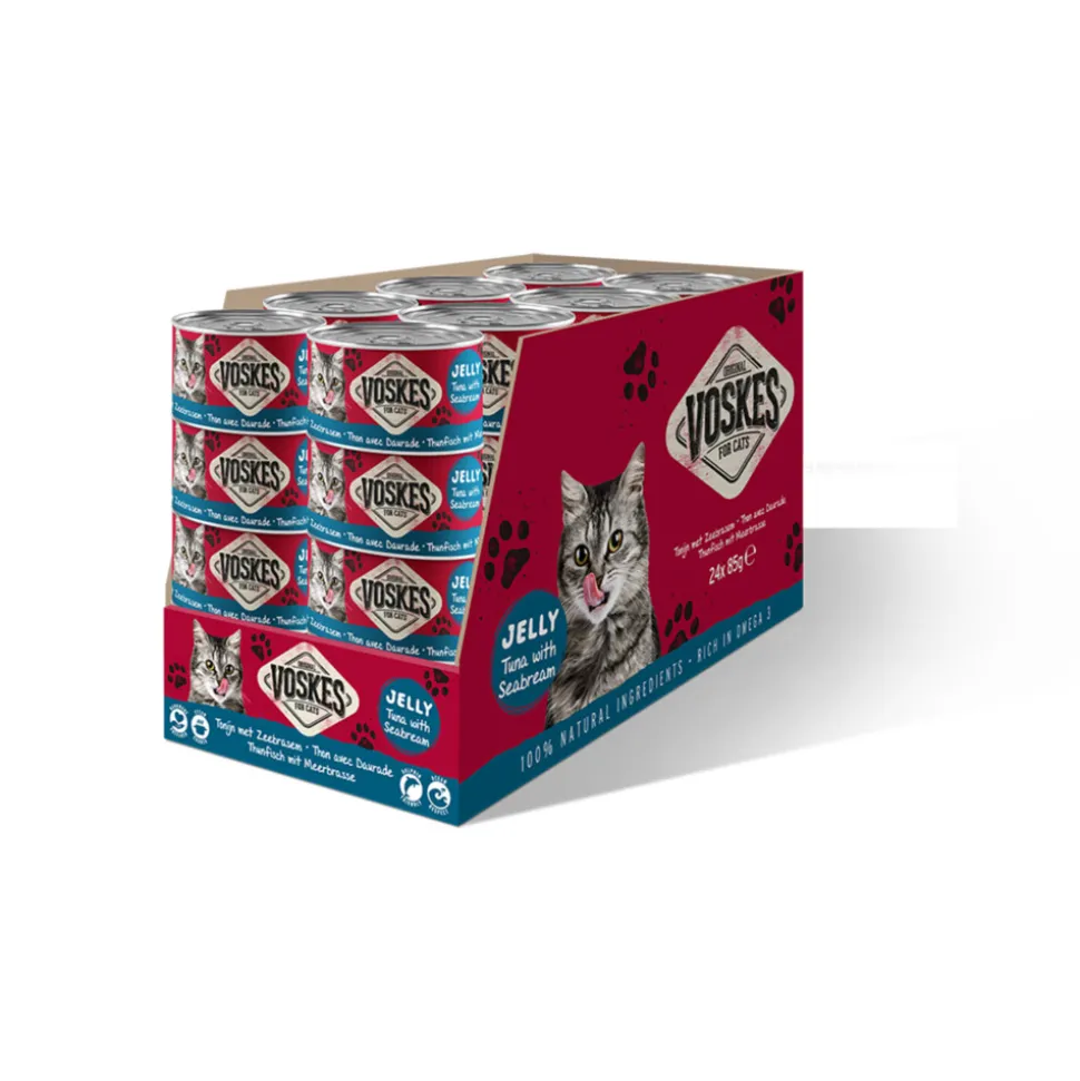 24x Voskes Kattenvoer Nat Tonijn met Zeebrasem 85 gr