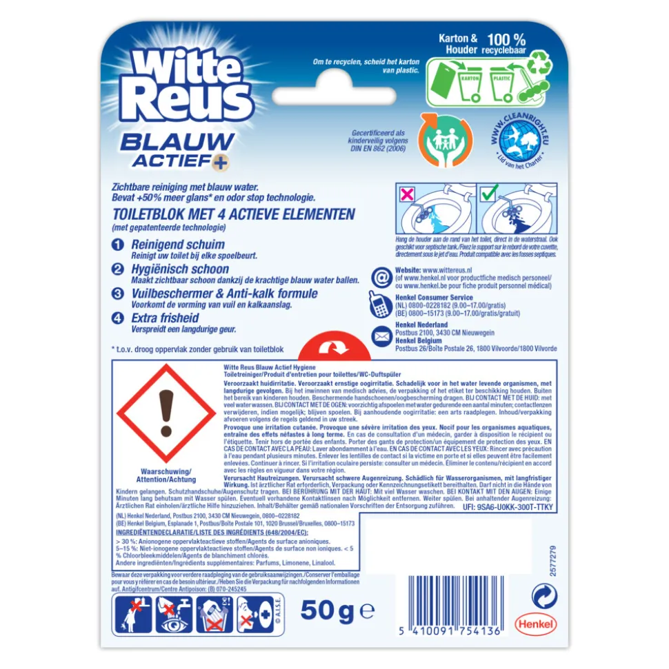 10x Witte Reus Toiletblok Blauw Actief Hygiëne
