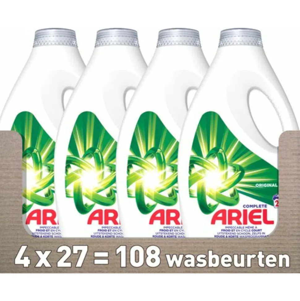 4x Ariel Vloeibaar Wasmiddel Original 27 Wasbeurten 1215 ml