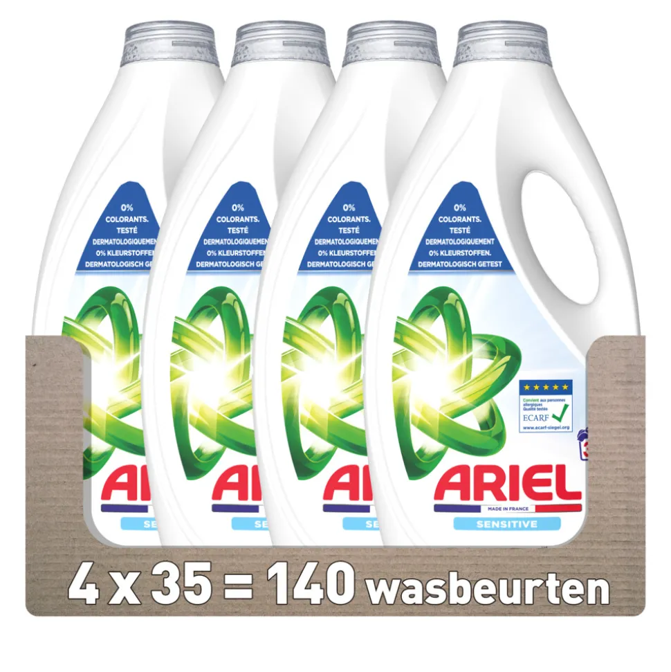 4x Ariel Vloeibaar Wasmiddel Sensitive 35 Wasbeurten 1575 ml