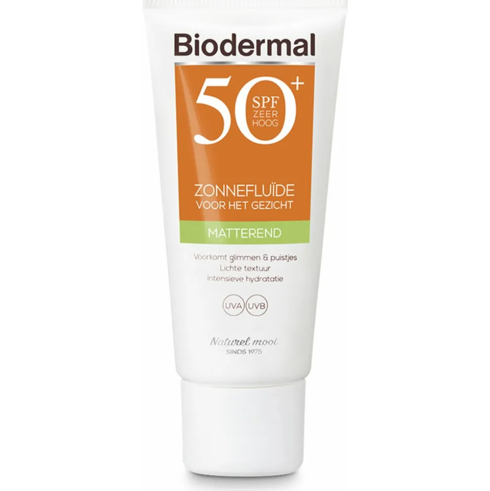2x Biodermal Zonnefluïde Gezicht Matterend SPF 50 40 ml