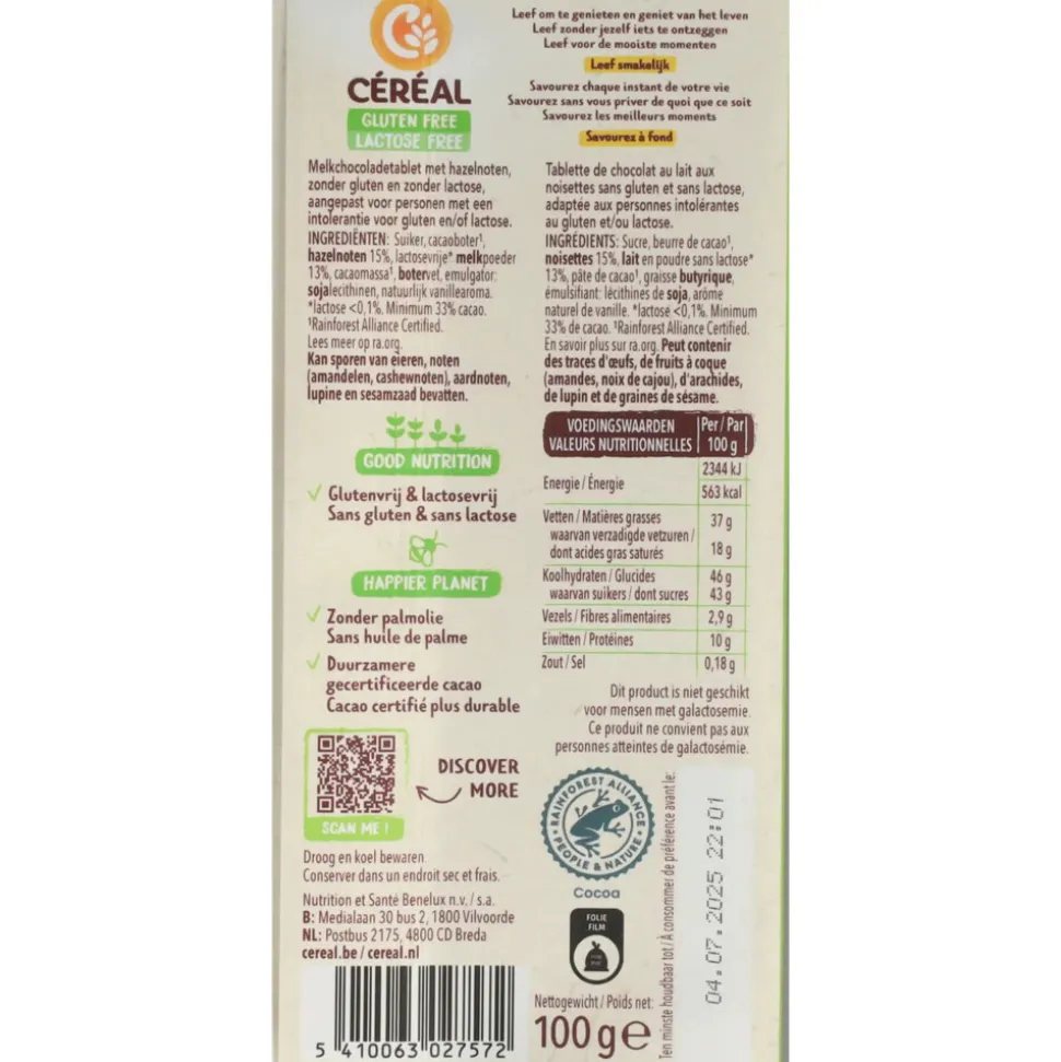 10x Céréal Melkchocolade Tablet met Hazelnoot 100 gr