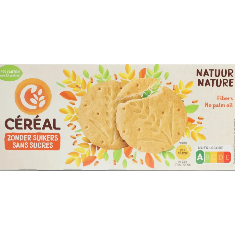 3x Céréal Zandkoekjes Natuur Suikervrij 132 gr