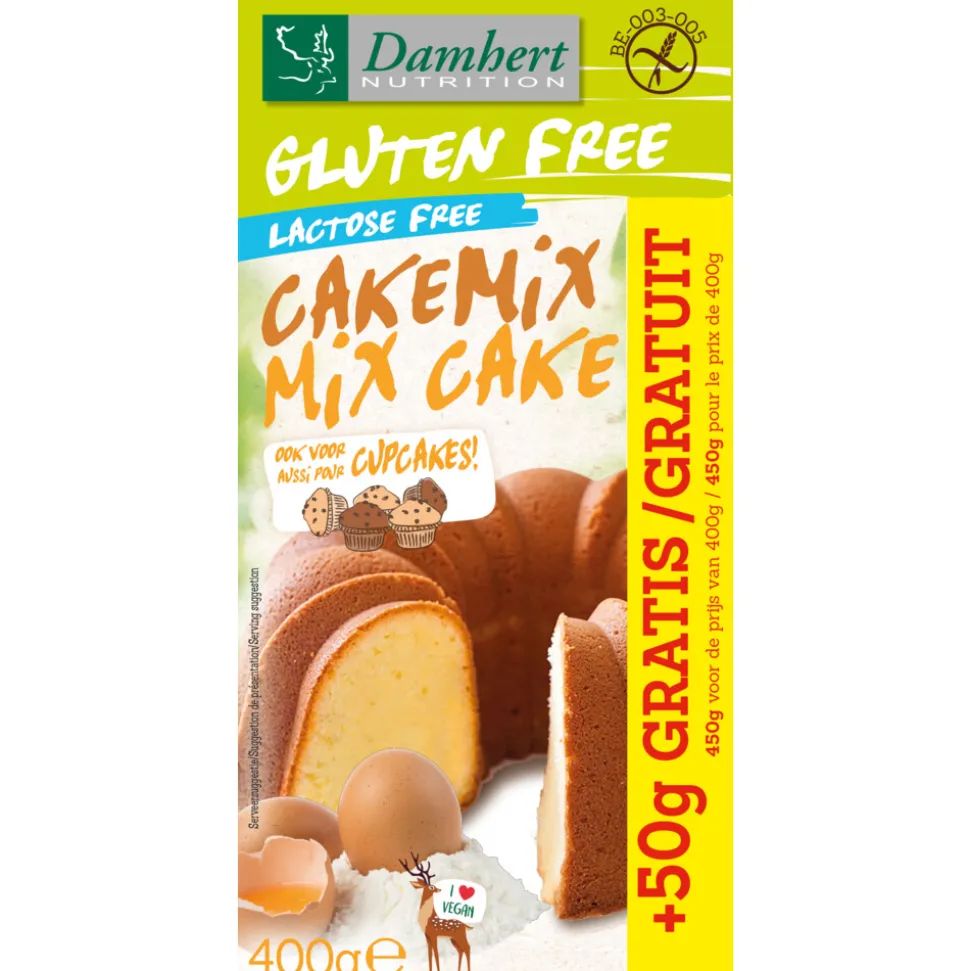 3x Damhert Glutenvrij Cakemix 400 gr