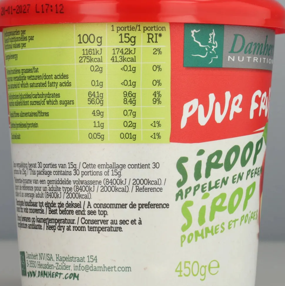 3x Damhert Siroop Appel Peer zonder Suiker 450 gr