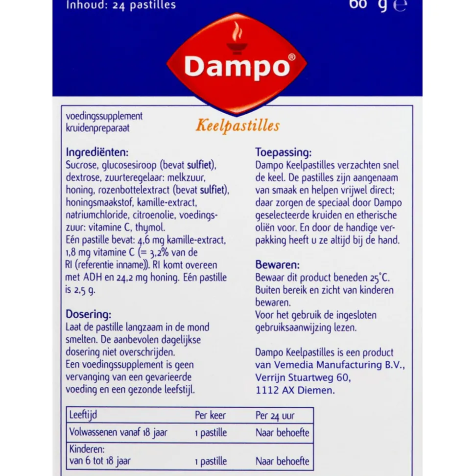 2x Dampo Keelpastilles 24 stuks
